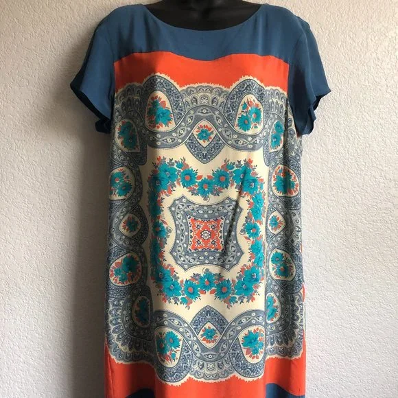 Silk Scarf Print Dress, size Medium - Picture 1 of 2